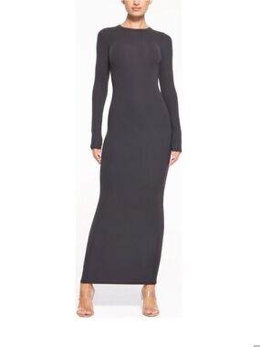 SKIMS Fits Everybody Long Sleeve Bodycon Maxi Dress | Size L | Graphite